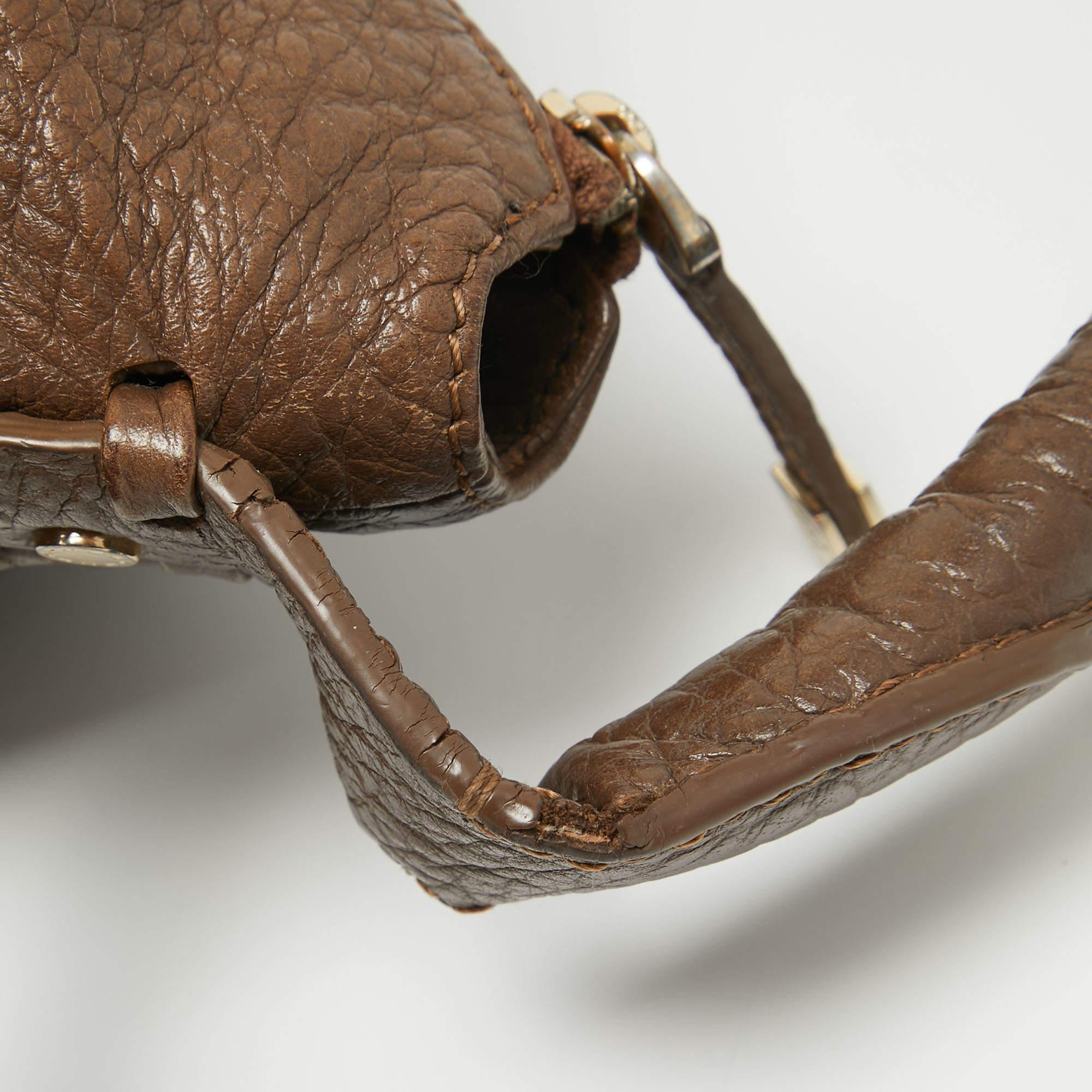 Aigner Dark Brown Leather Logo Hobo For Sale 3