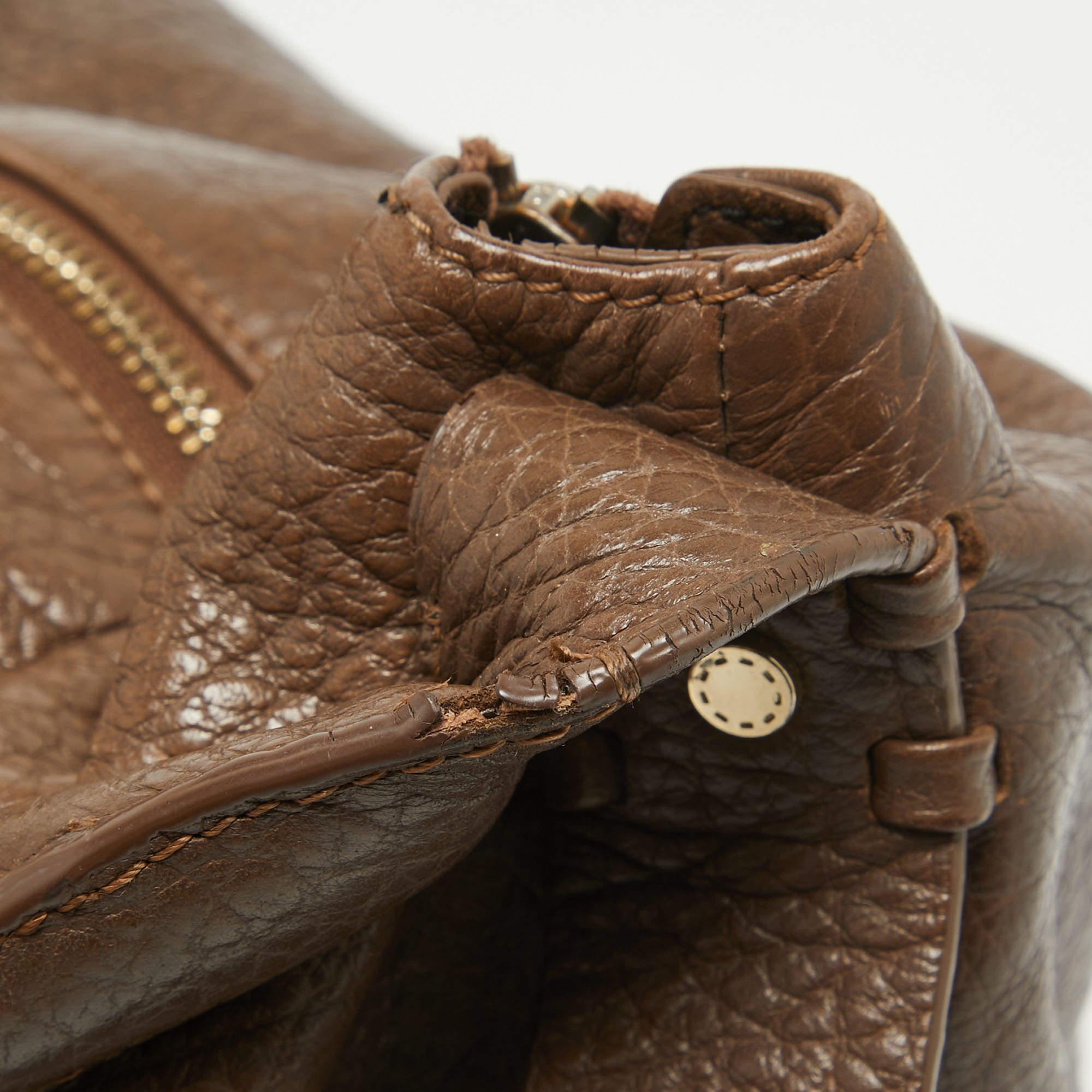 Aigner Dark Brown Leather Logo Hobo For Sale 4