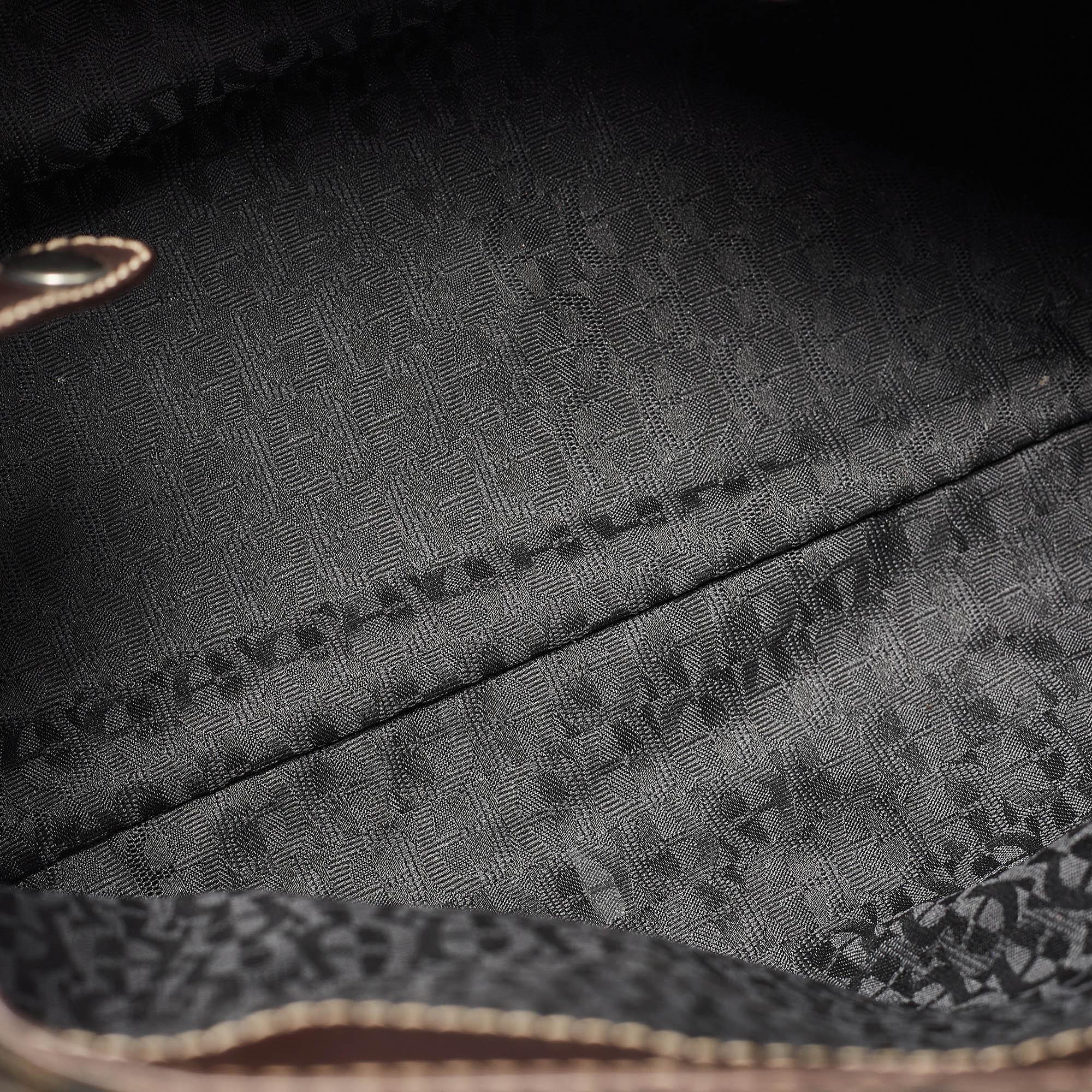 Aigner Dark Brown Monogram Canvas and Leather Buckle Flap Tote 5