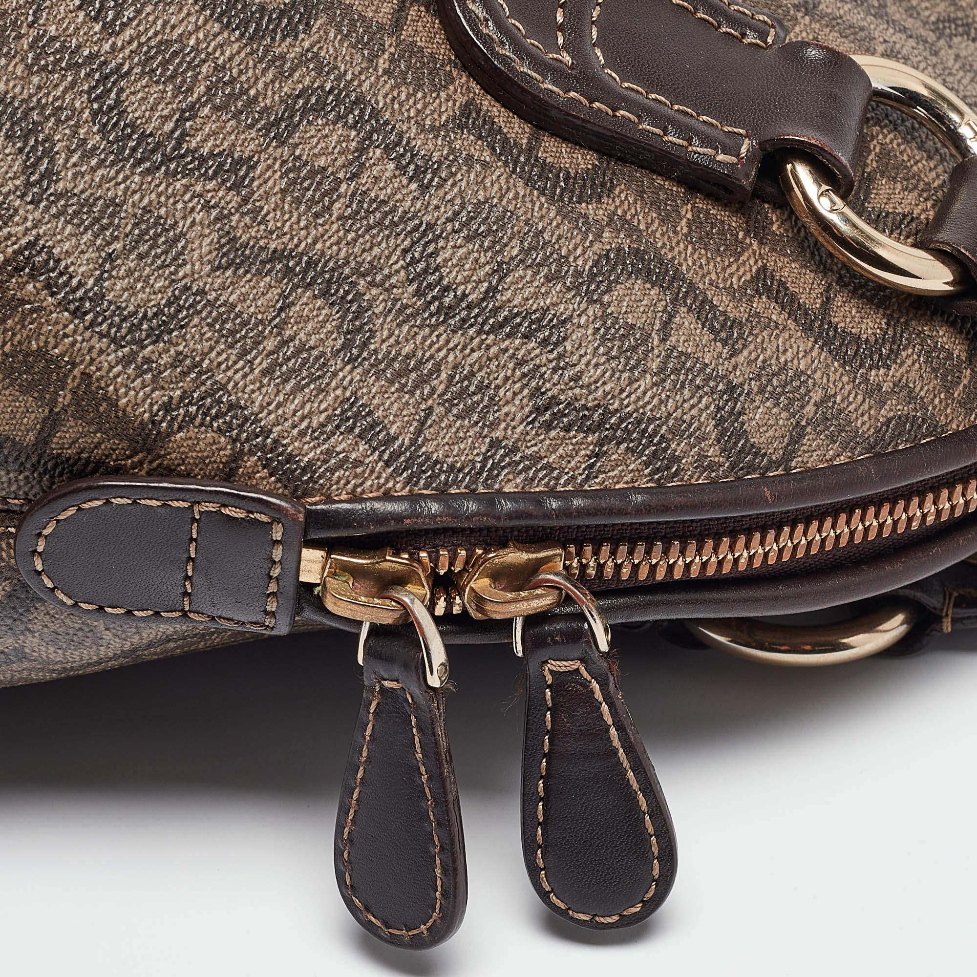 Aigner Dark Brown Monogram Coated Canvas and Leather Zip Satchel 3