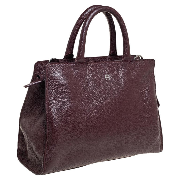 Aigner Dark Burgundy Pebbled Leather Cybill Tote For Sale at 1stDibs |  cybill bag