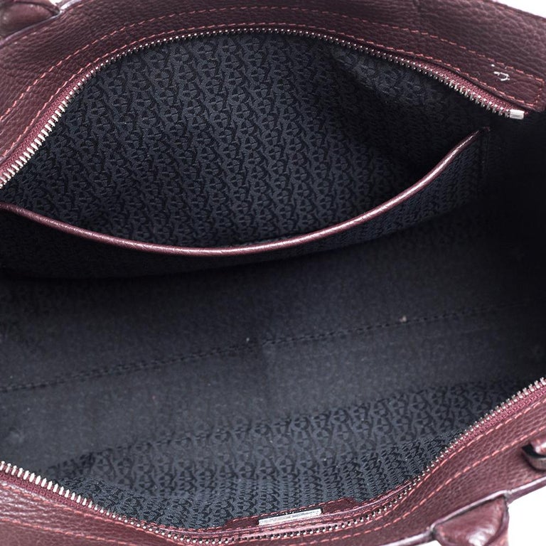 Aigner Dark Burgundy Pebbled Leather Cybill Tote For Sale at 1stDibs