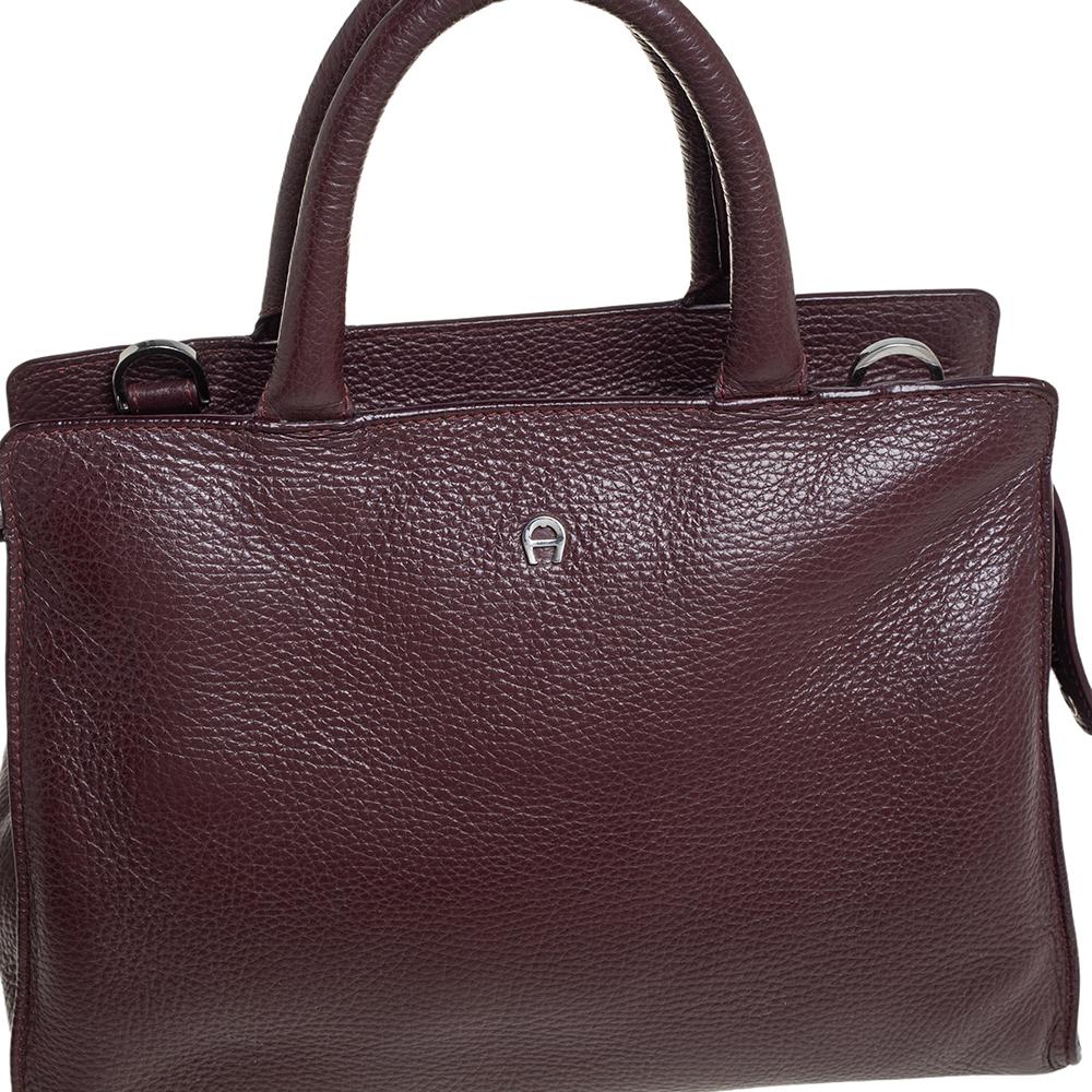 Aigner - Fourre-tout cybill en cuir grainé bordeaux foncé 3