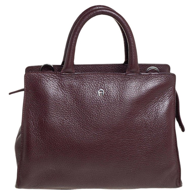 Aigner Dark Burgundy Pebbled Leather Cybill Tote at 1stDibs