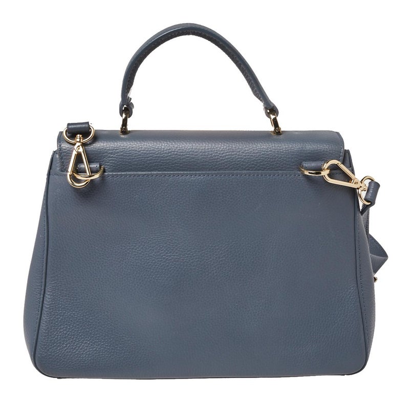 Aigner Dark Grey Leather Flap Isabella Top Handle Bag at 1stDibs
