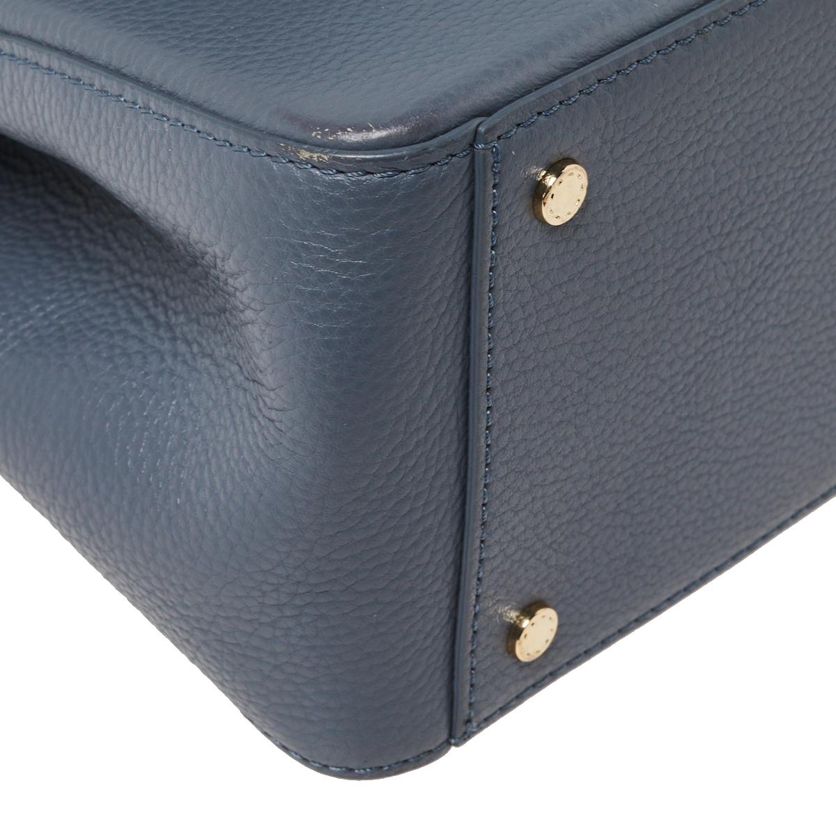 Aigner Dark Grey Leather Flap Isabella Top Handle Bag 1