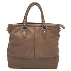 Aigner Dunkle Taupe Leder Tasche mit Reißverschluss
