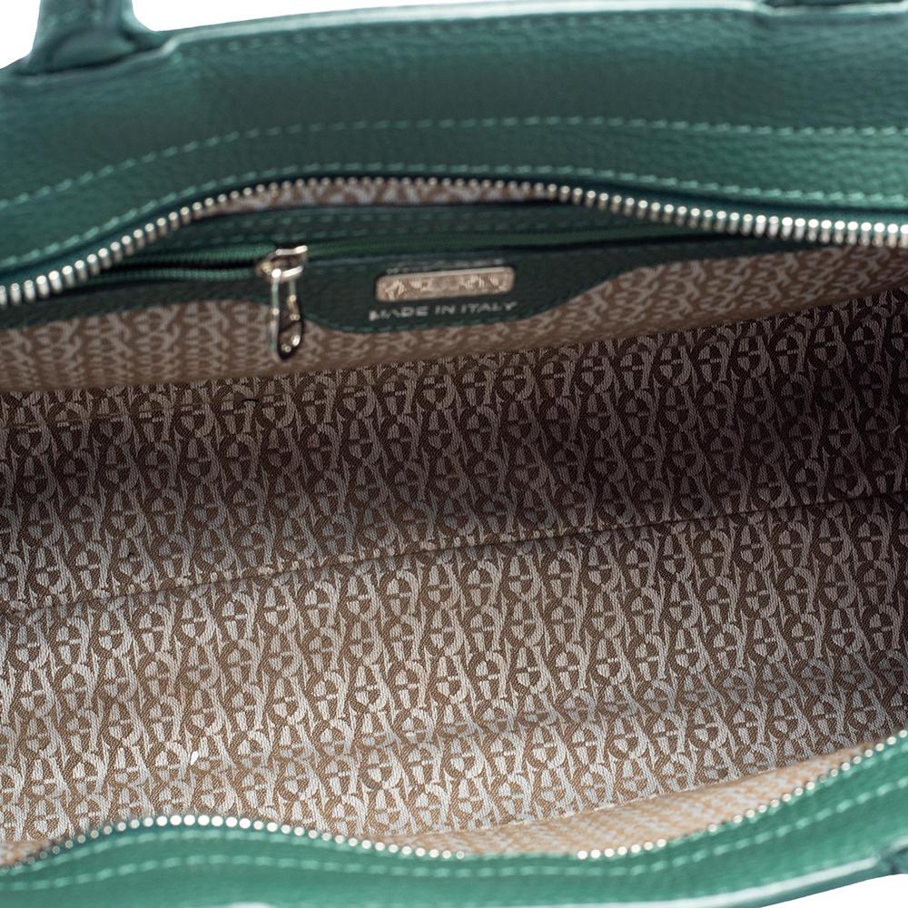Aigner Grün Genarbtes Leder Cybill Tote 6