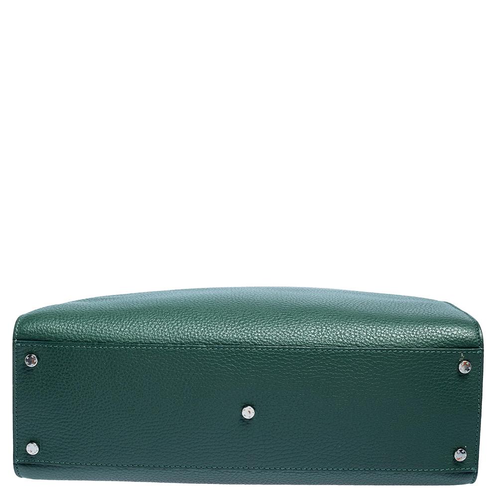 Aigner Grün Genarbtes Leder Cybill Tote 1