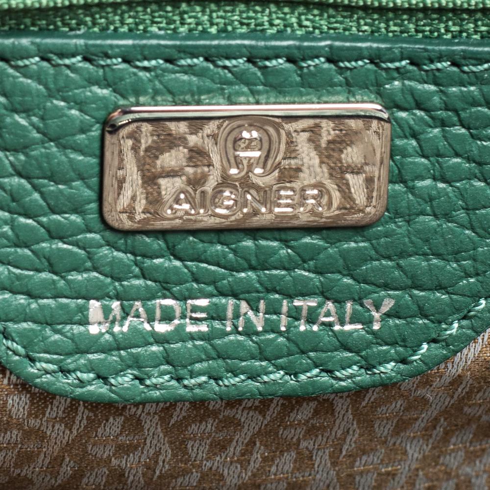 Aigner Grün Genarbtes Leder Cybill Tote 2
