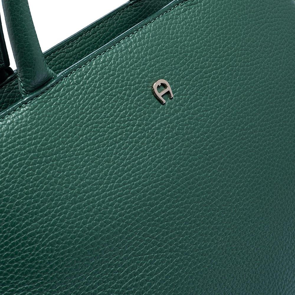 Aigner Grün Genarbtes Leder Cybill Tote 3