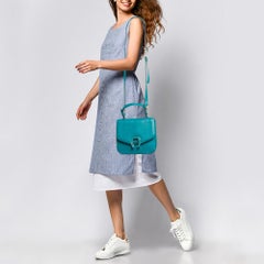 Aigner Green Leather Logo Flap Top Handle Bag