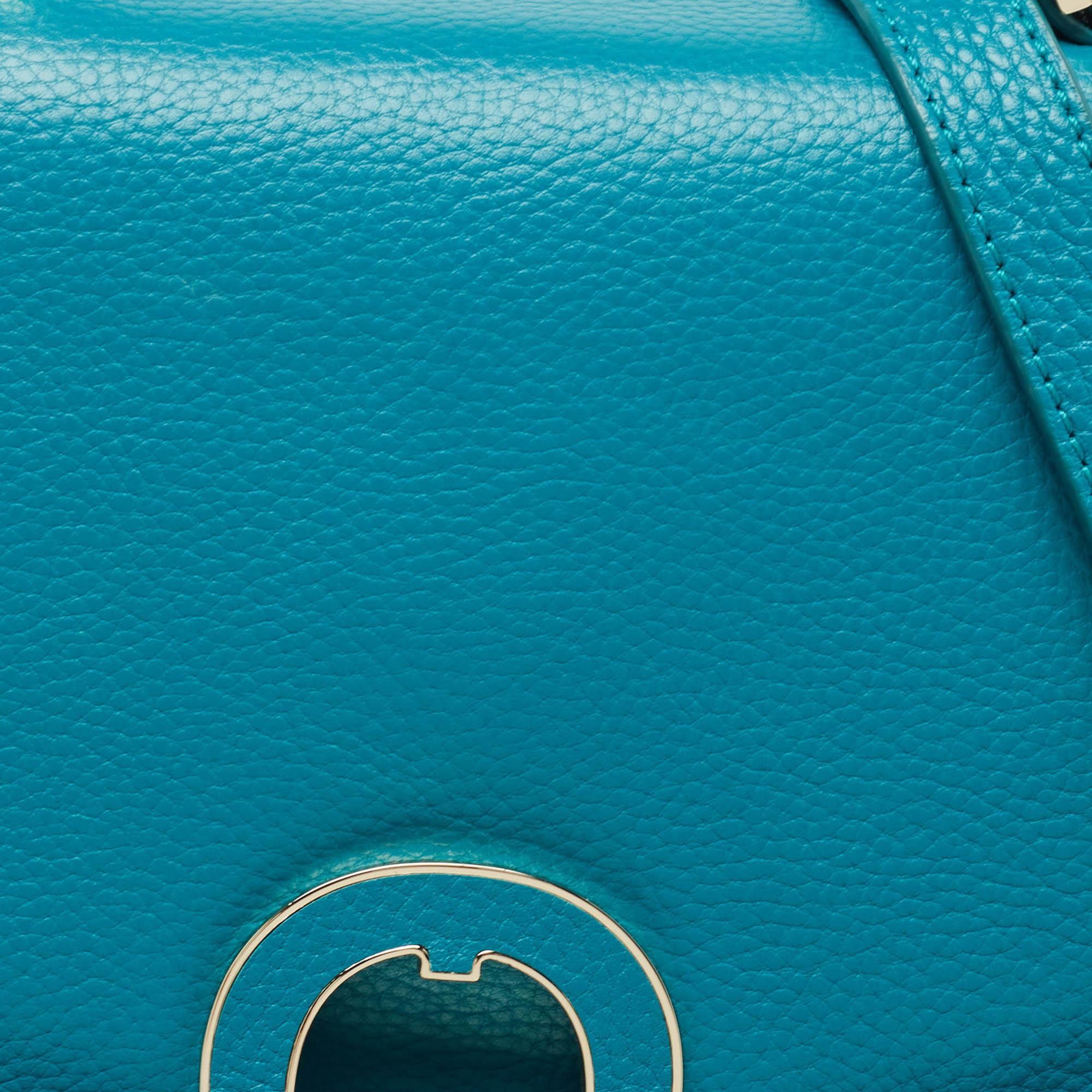 Aigner Green Leather Logo Flap Top Handle Bag For Sale 1