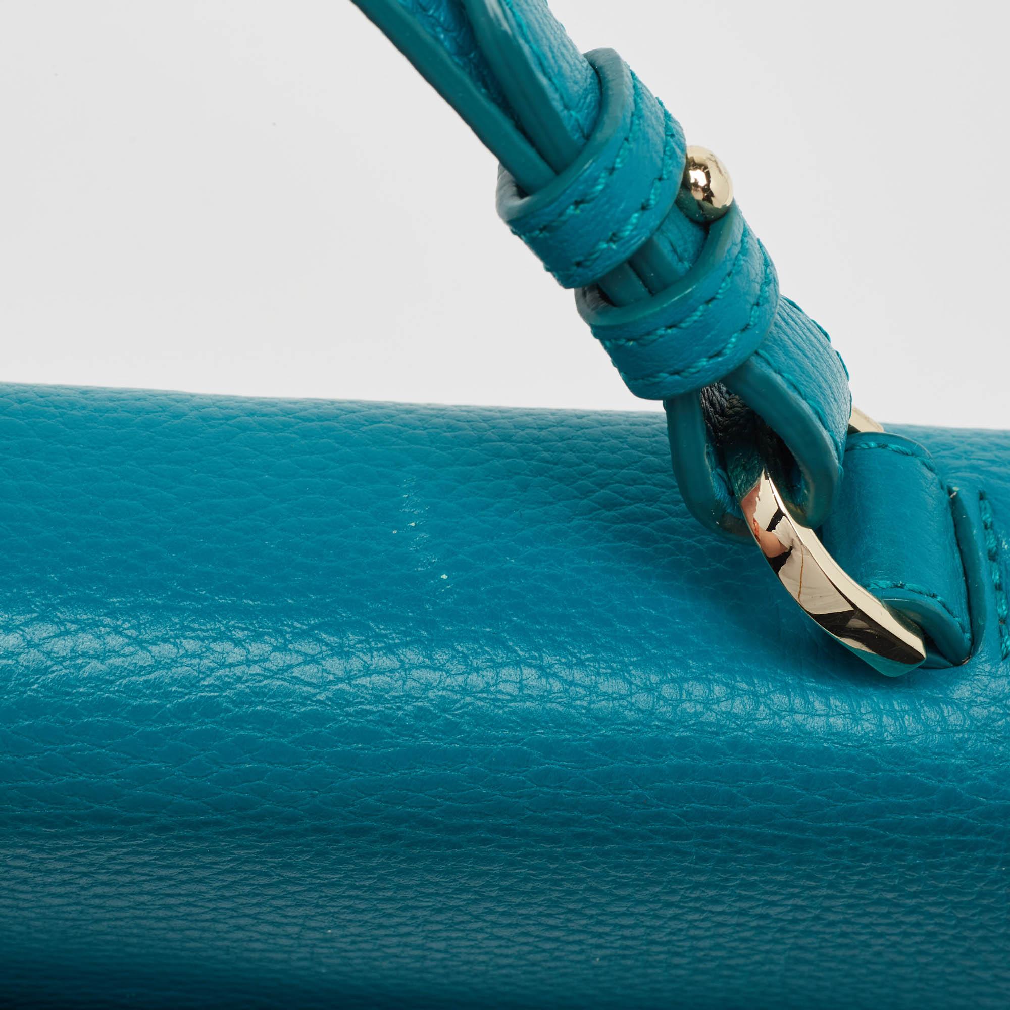 Aigner Green Leather Logo Flap Top Handle Bag For Sale 3