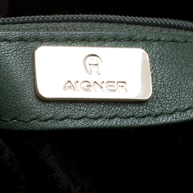 Aigner Green Leather Tote 3