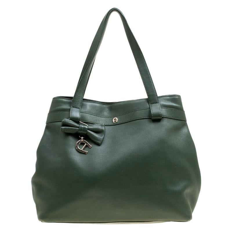 Aigner Fourre-tout en cuir vert