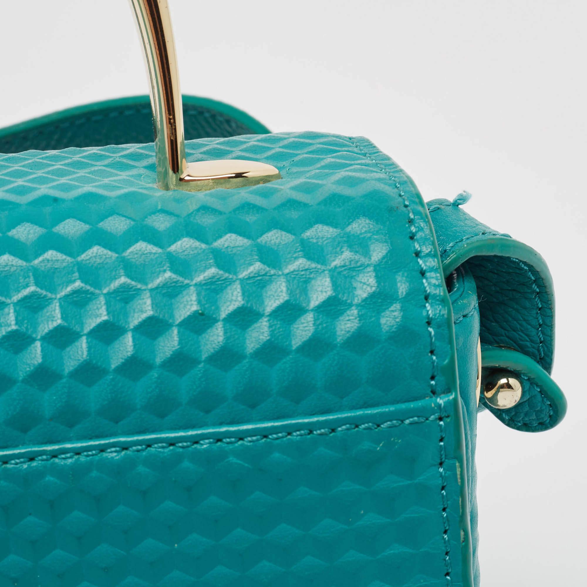 Aigner Green Textured Leather Genoveva Top Handle Bag For Sale 1