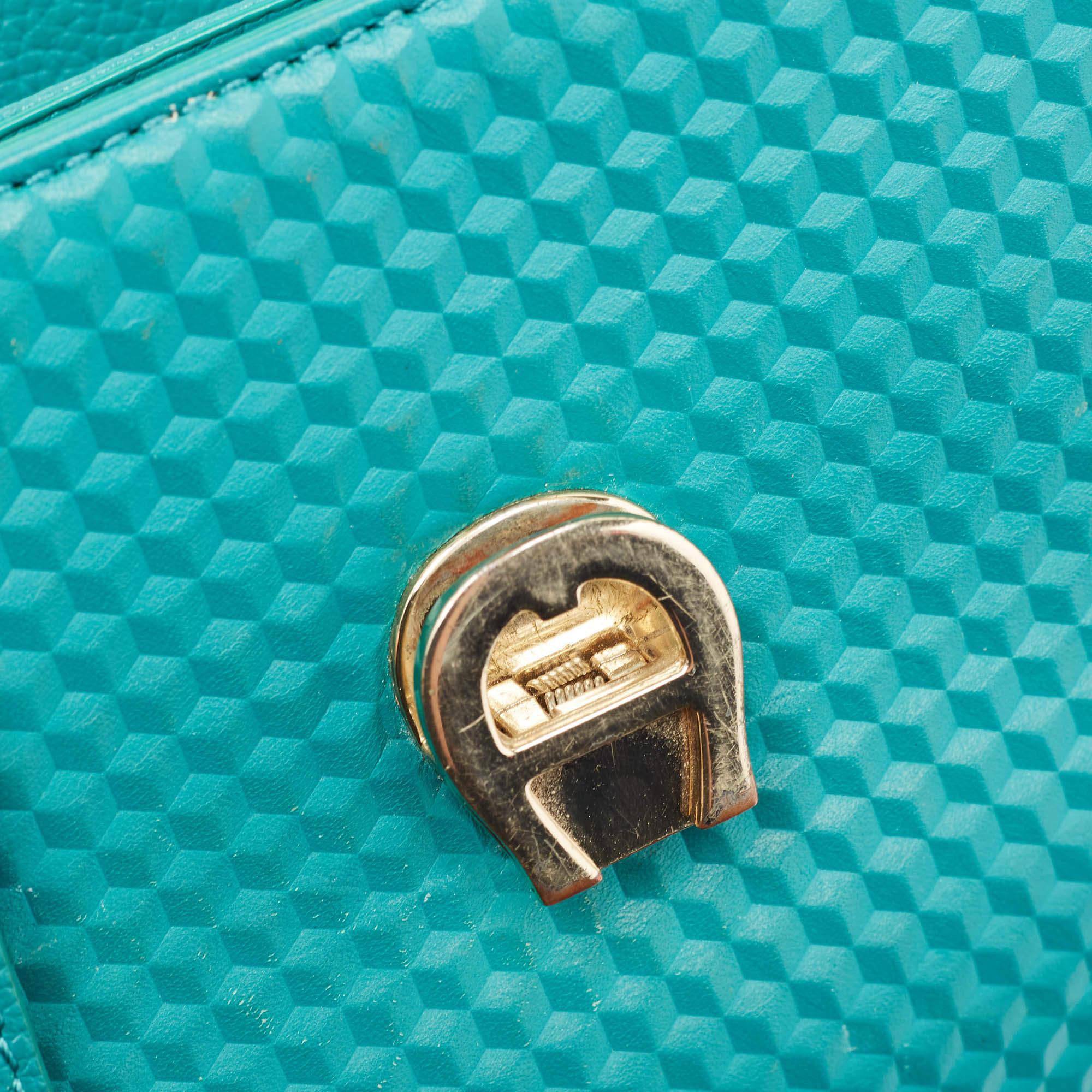 Aigner Green Textured Leather Genoveva Top Handle Bag For Sale 4
