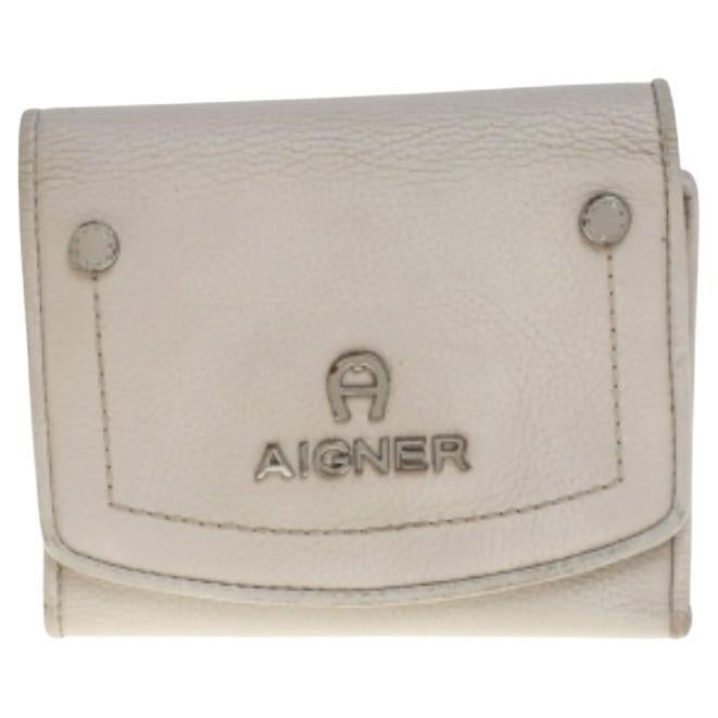 Aigner Grey Leather Trifold Wallet For Sale