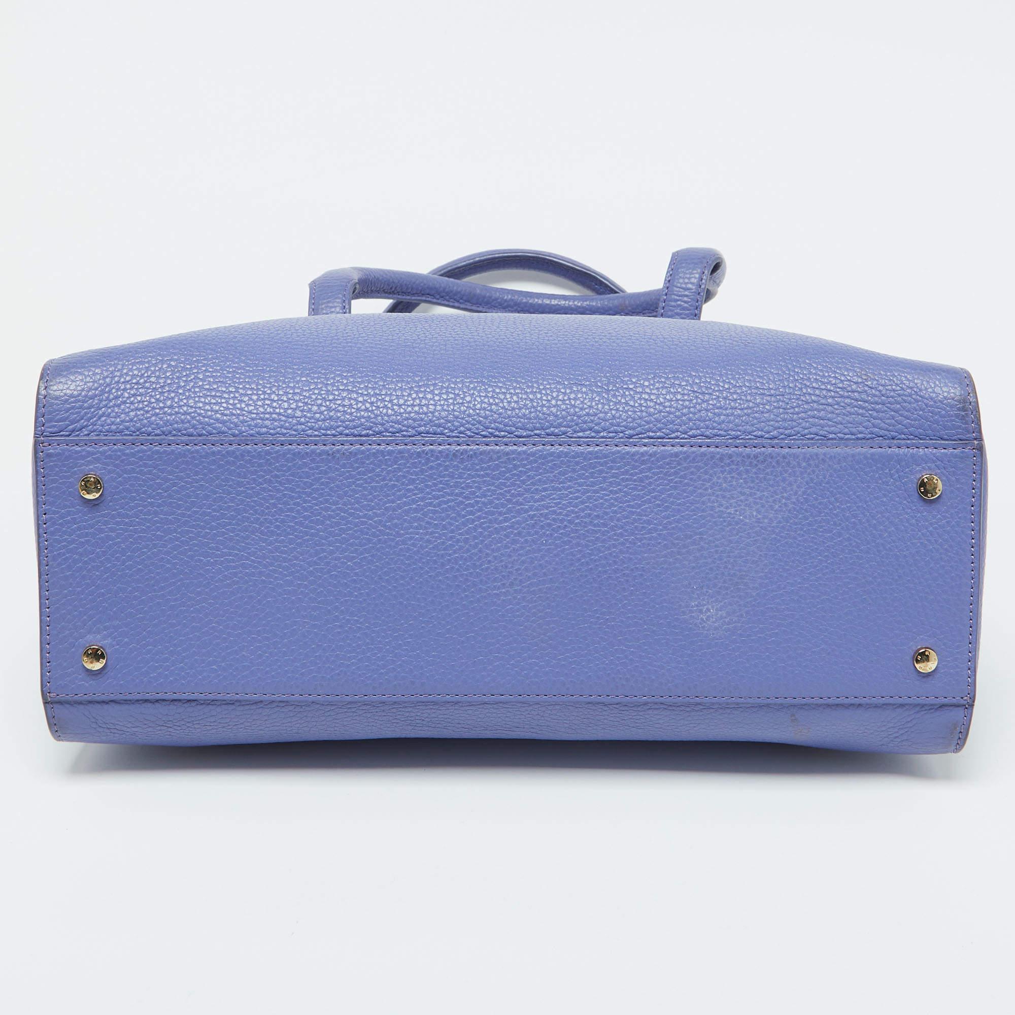 Aigner Lavender Leather Zip Satchel For Sale 4
