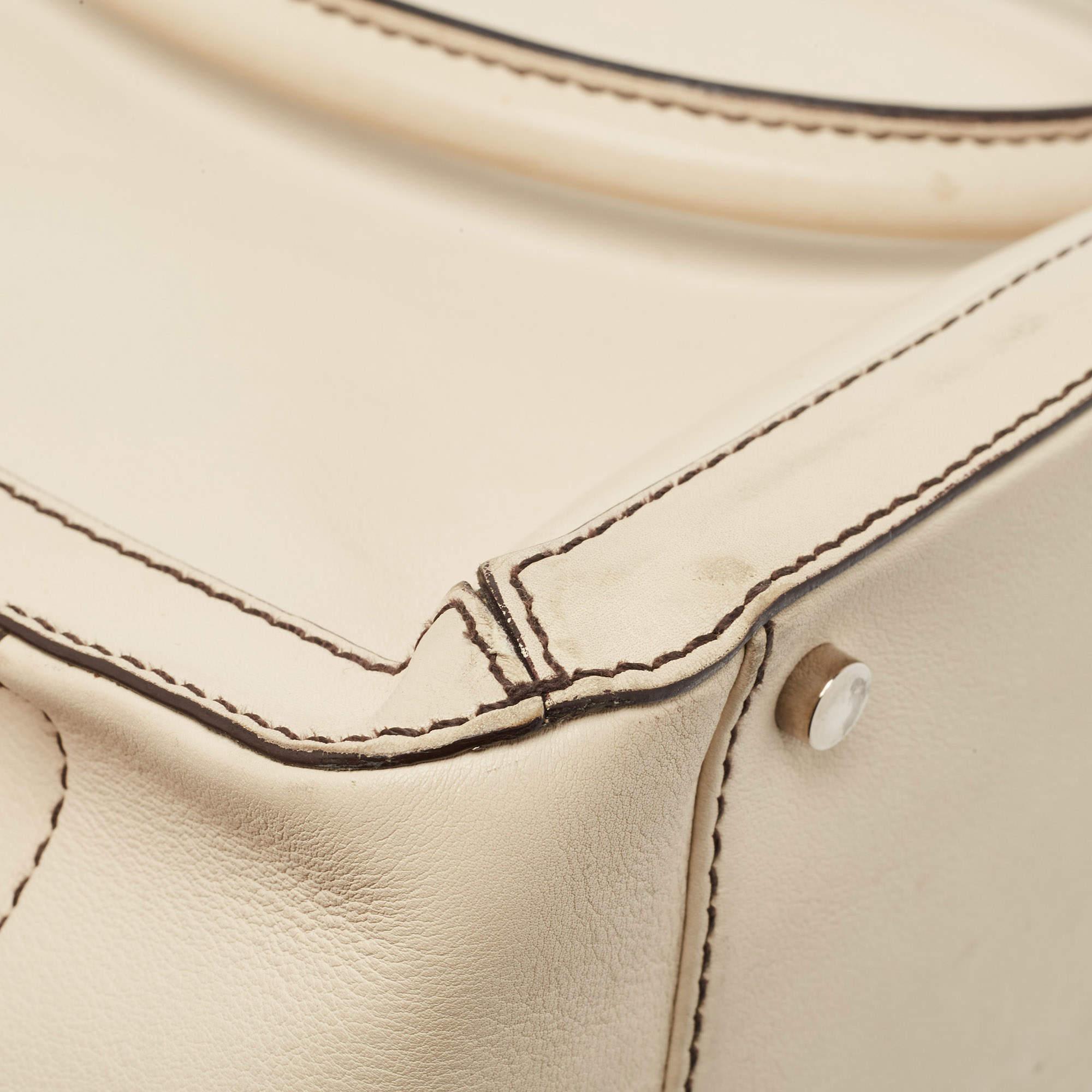 Aigner Light Beige Leather Frame Satchel For Sale 3