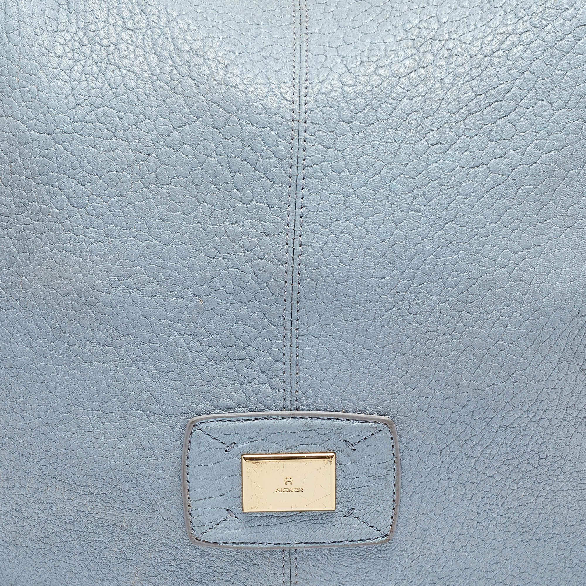 Women's Aigner Light Blue Pebbled Leather Hobo For Sale