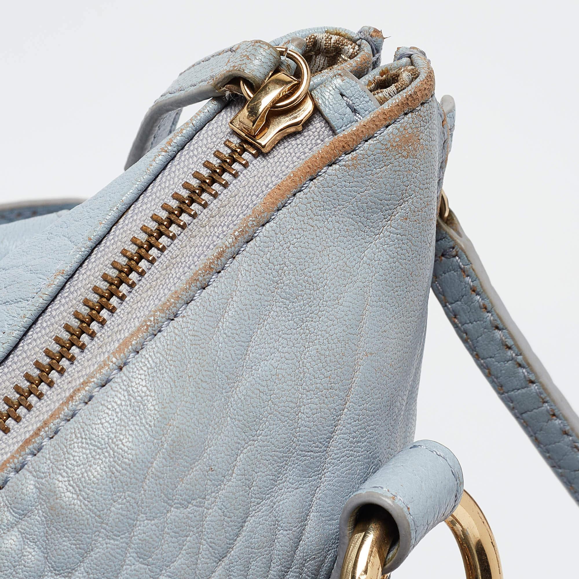 Aigner Light Blue Pebbled Leather Hobo For Sale 1