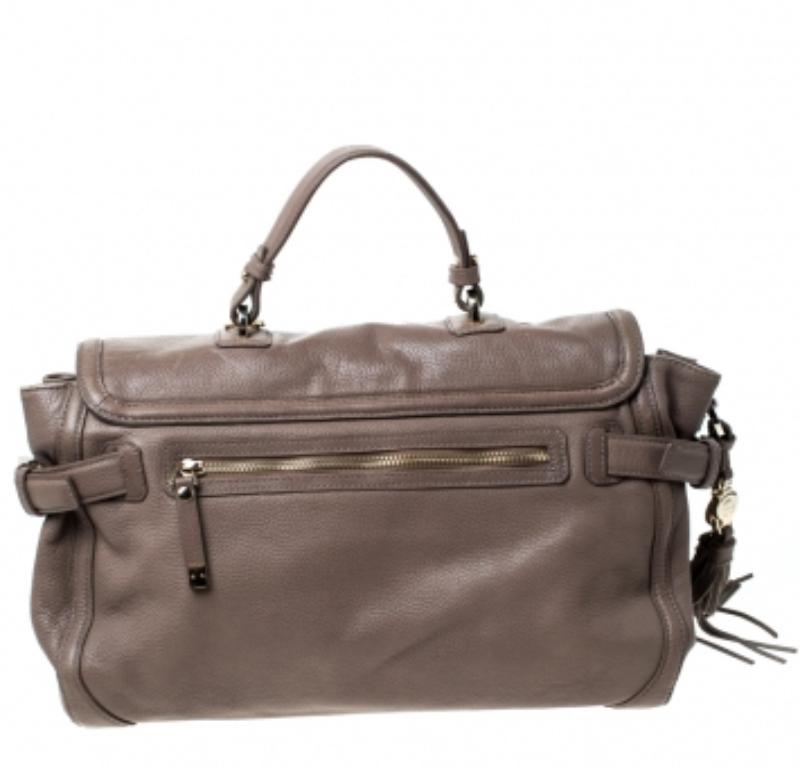 Aigner Hellbraune Leder-Top-Griff-Tasche Damen im Angebot