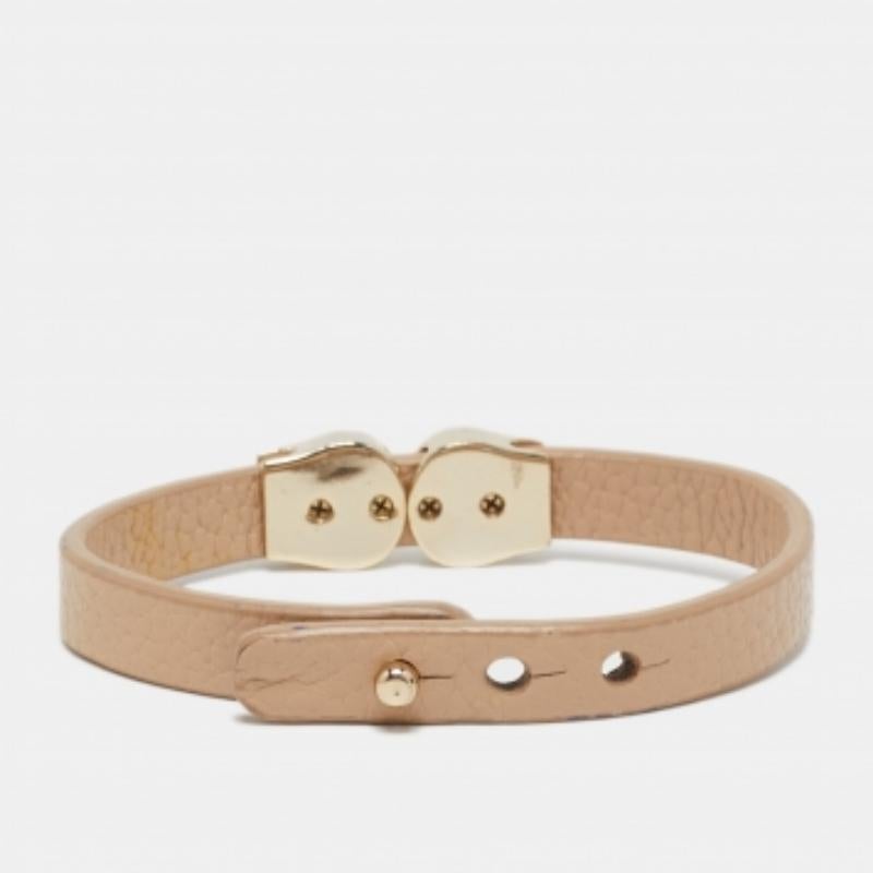 Aigner Logo Bracelet en cuir noir doré M Pour femmes en vente