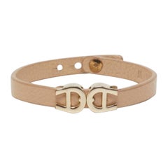 Aigner Logo Pulsera Cuero Negro Tono Oro M