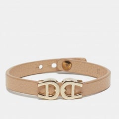 Aigner Logo Bracelet en cuir noir doré M