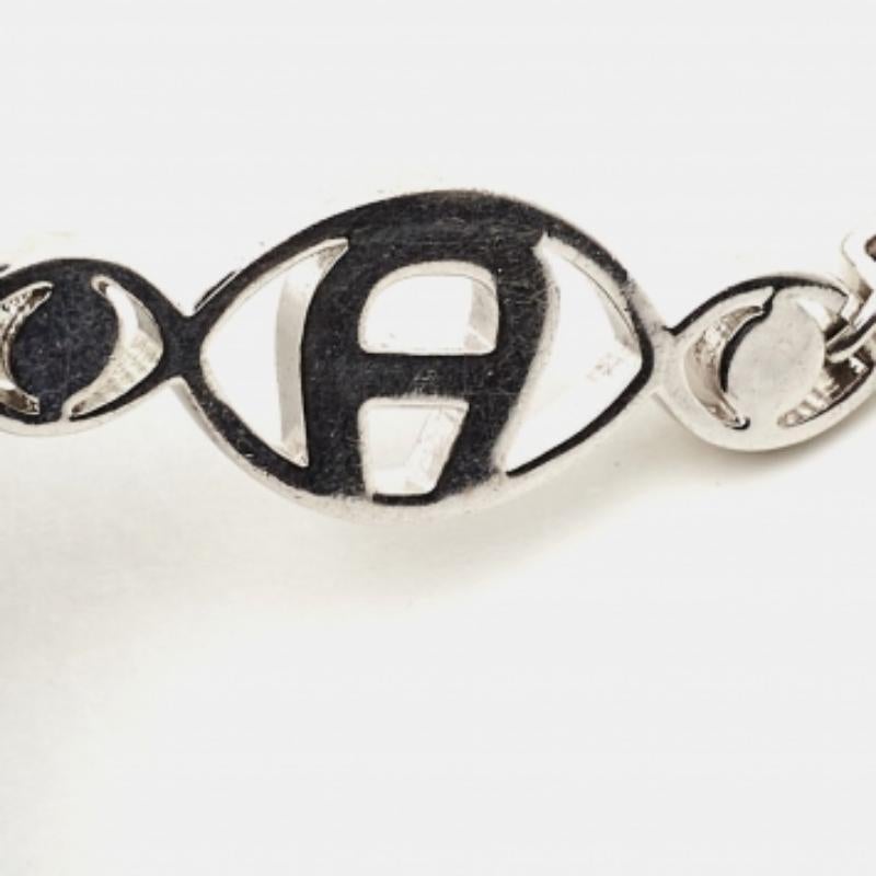 De las mujeres Pulsera Aigner Logotipo Cristal Perla Faux Tono Plata en venta