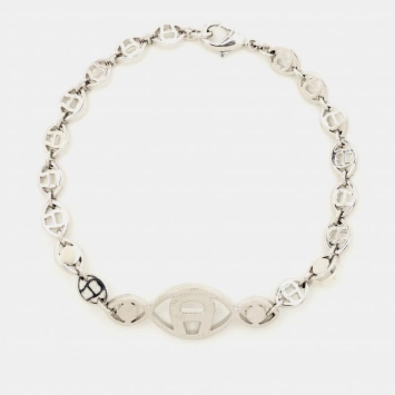 Pulsera Aigner Logotipo Cristal Perla Faux Tono Plata en venta 2