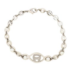 Pulsera Aigner Logotipo Cristal Perla Faux Tono Plata