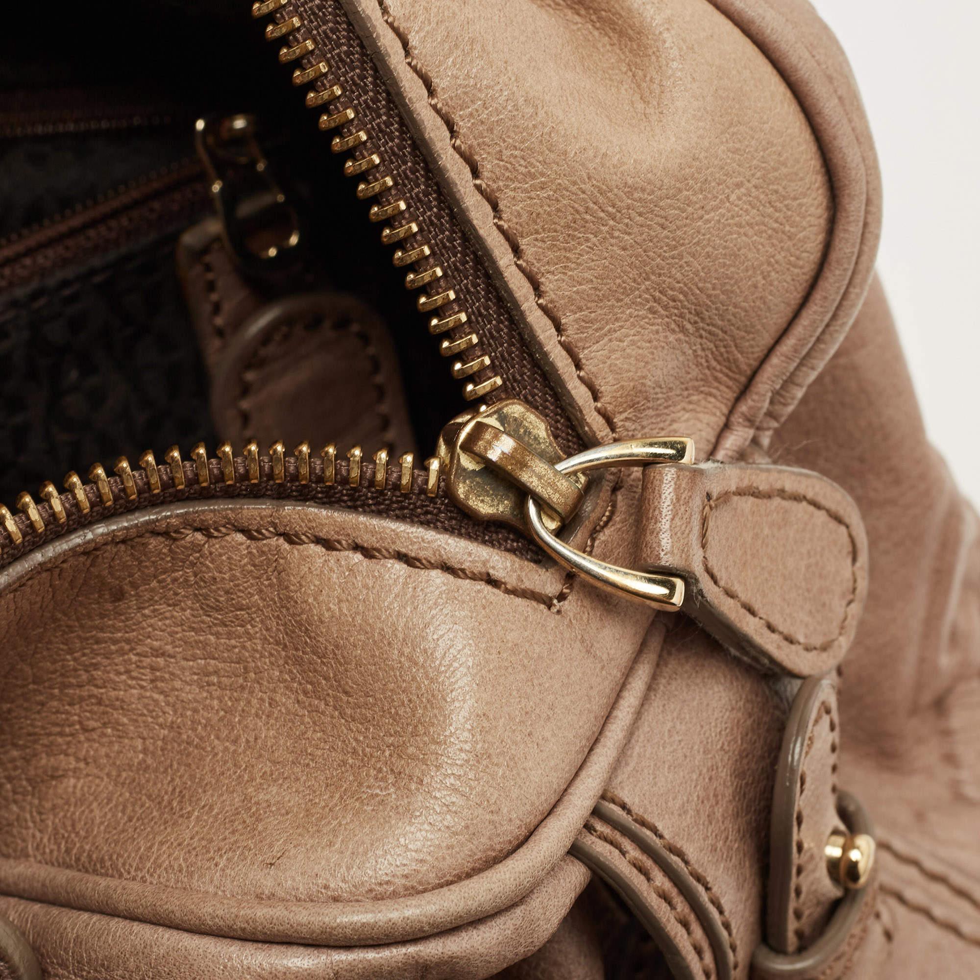 Aigner Mauve Embossed Leather Logo Charm Satchel For Sale 4