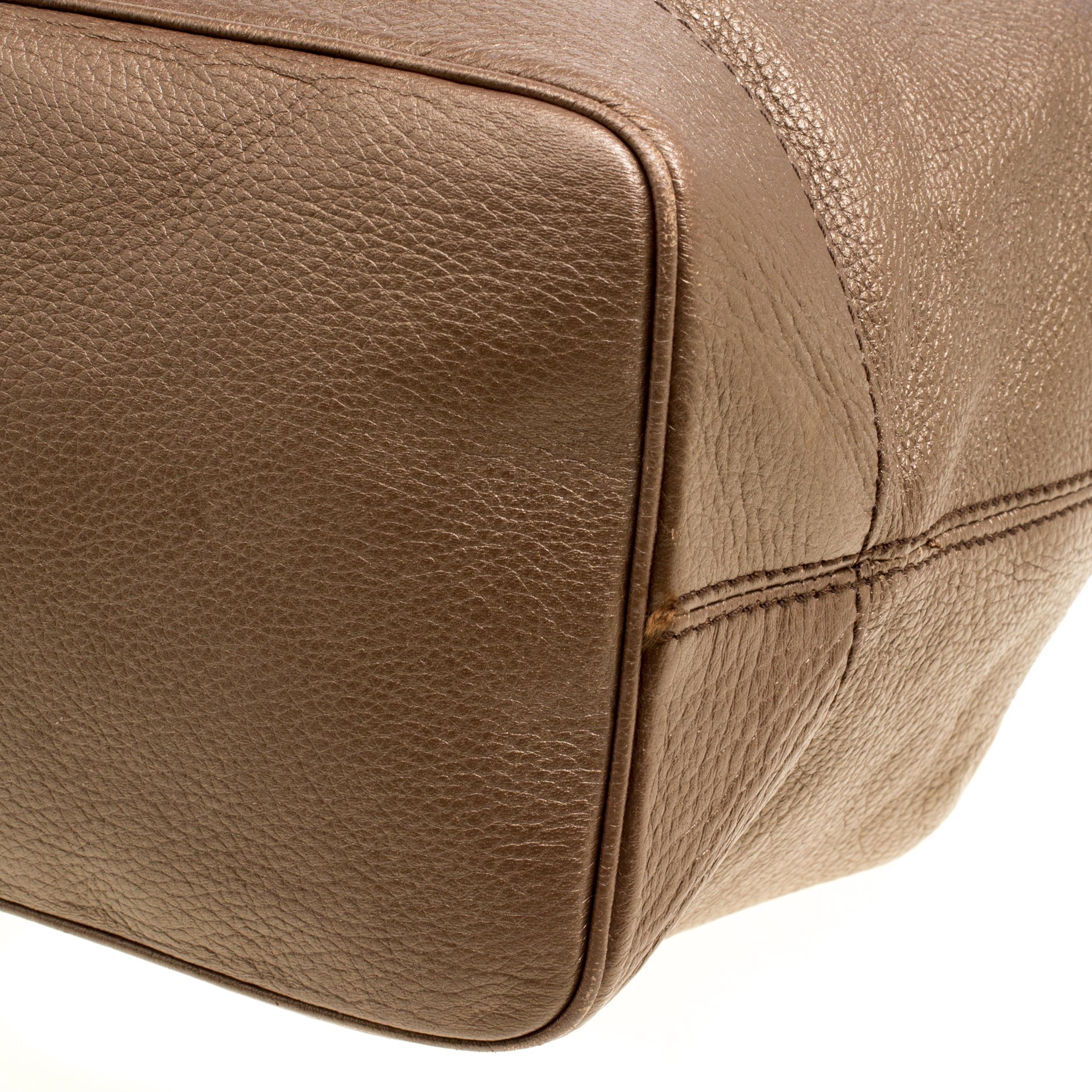 Aigner Metallic Brown Pebbled Leather Logo Tote 3