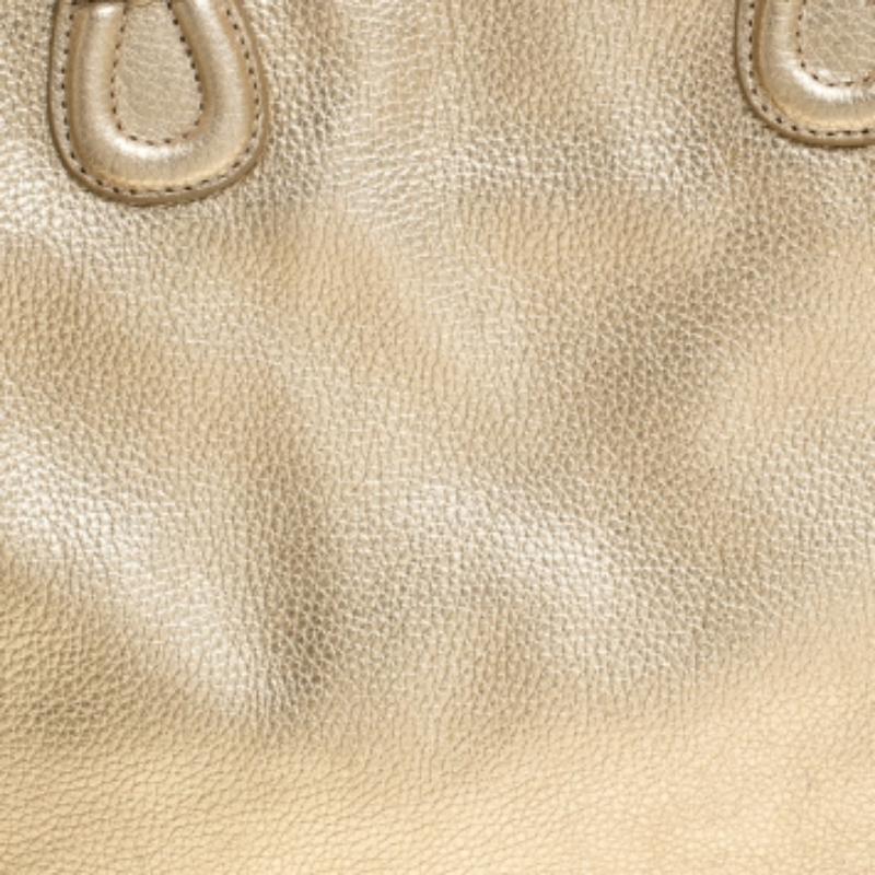 Aigner Metallic Gold Leather Satchel en venta 1