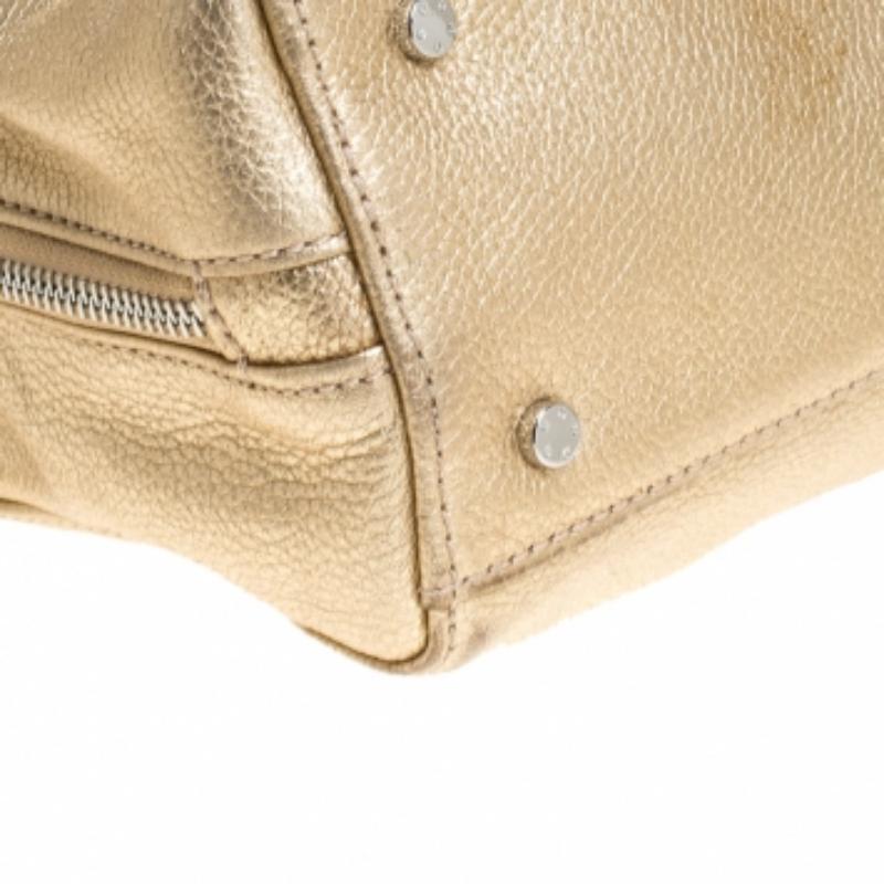 Aigner Metallic Gold Leather Satchel en venta 2