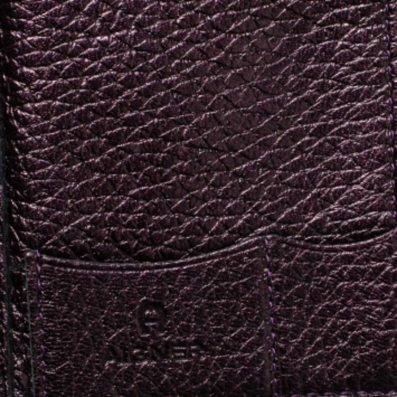 Aigner Metallic Purple Leather Compact Wallet For Sale 5