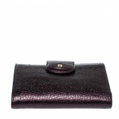 Aigner Metallic Purple Leather Compact Wallet
