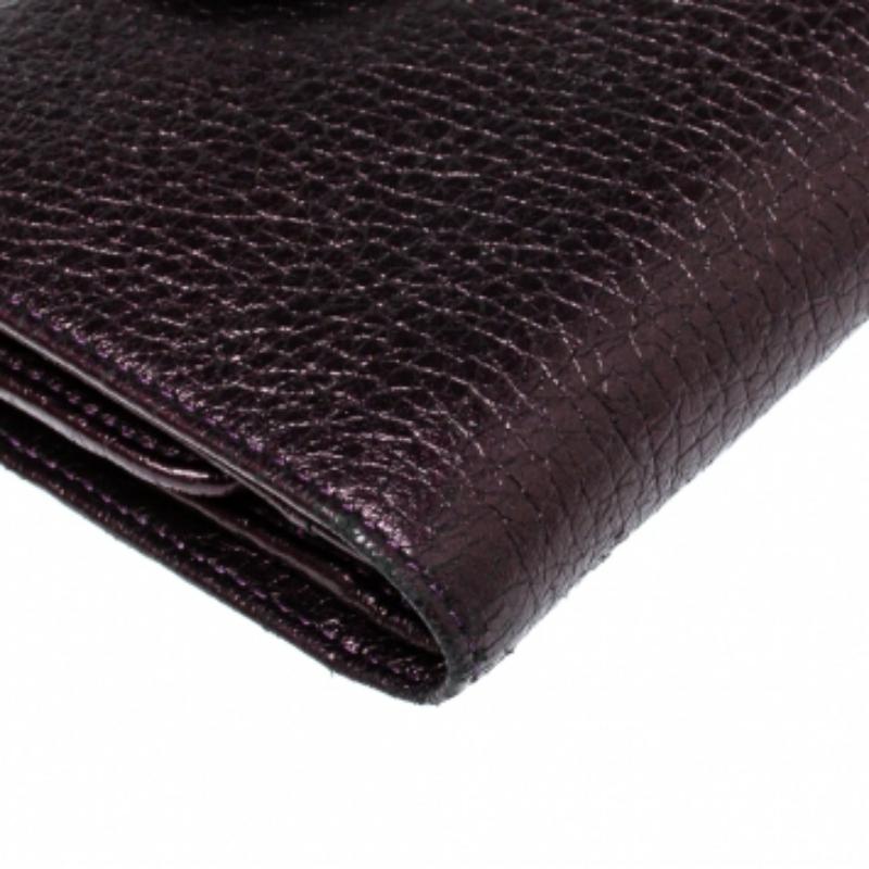 Black Aigner Metallic Purple Leather Compact Wallet For Sale
