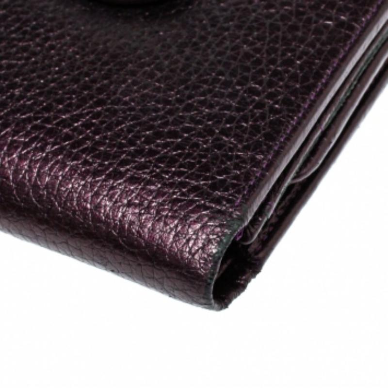 Women's Aigner Metallic Purple Leather Compact Wallet For Sale