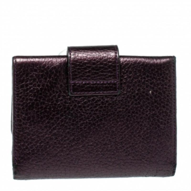 Aigner Metallic Purple Leather Compact Wallet For Sale 4