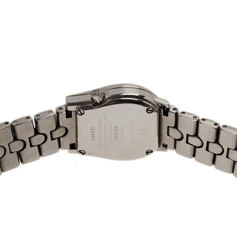 Aigner Mother Of Pearl Diamond Stainless Steel Verona A01200 Womens Wristwatch im Zustand „Gut“ in Dubai, Al Qouz 2
