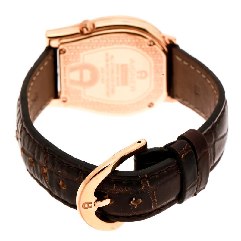 Aigner Mother of Pearl Diamonds Verona A01100 Women's Wristwatch 33 mm In Good Condition For Sale In Dubai, Al Qouz 2