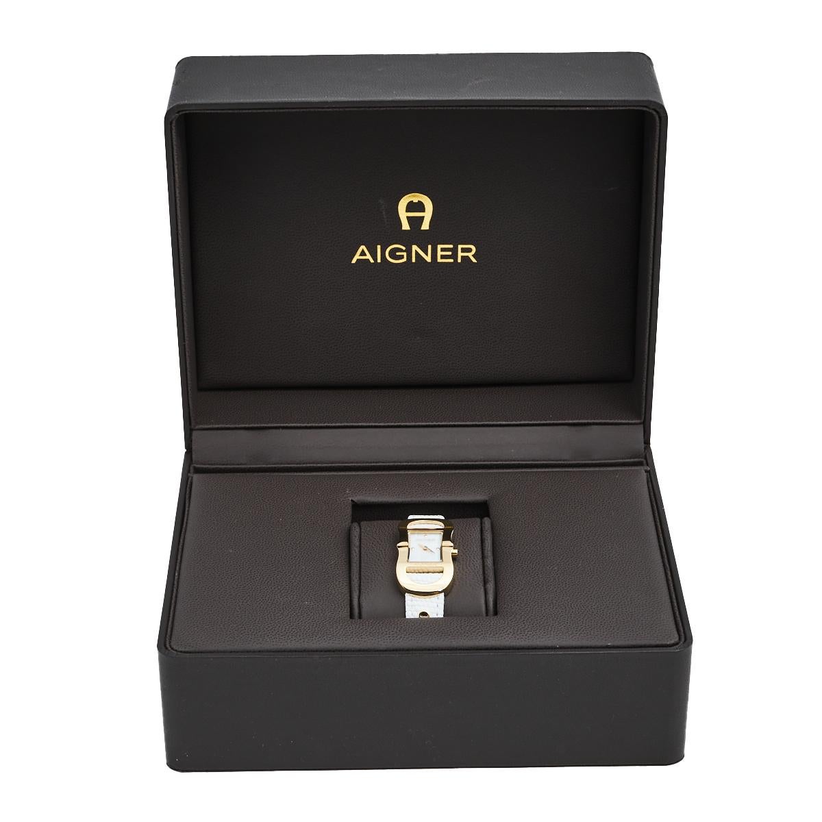 Aigner Mother of Pearl Gold Plated Cesena A53200 Women's Wristwatch 20 mm 1