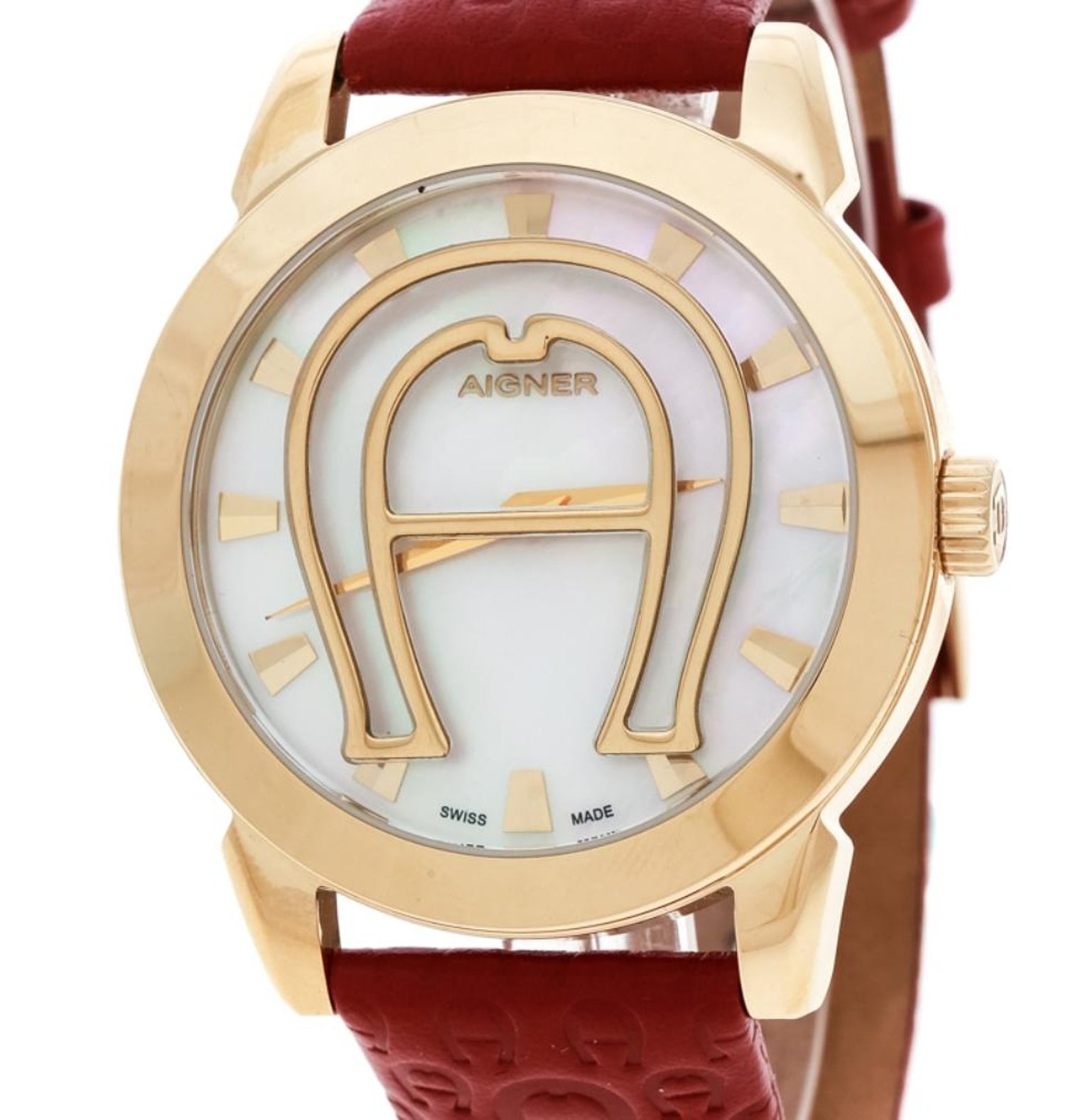 Aigner Mother of Pearl Gold Plated Steel Lecce A54100 Women's Wristwatch 42  mm For Sale at 1stDibs