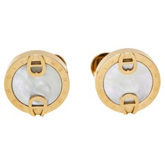 Aigner Mother of Pearl Gold Tone Toggle Cufflinks