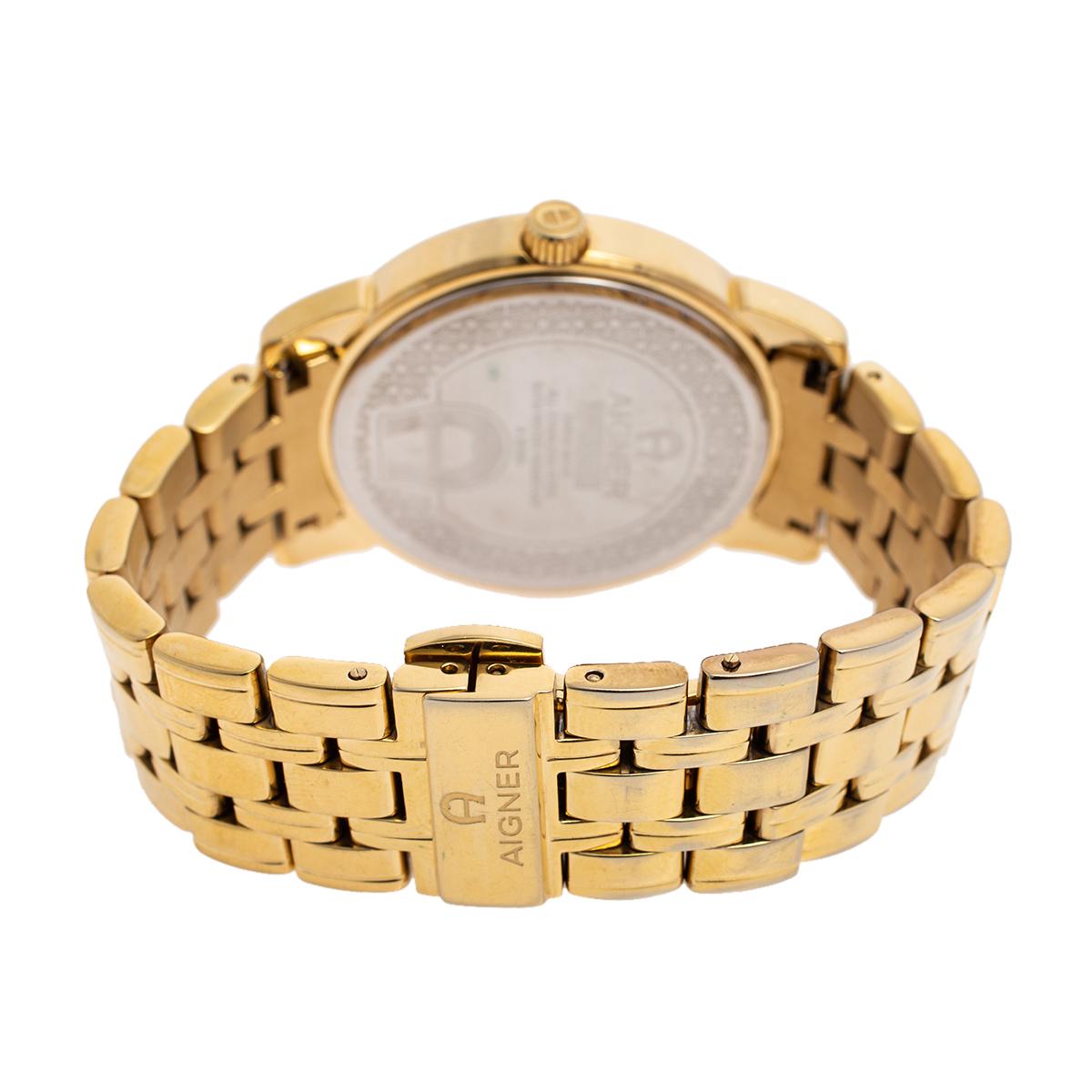 Cortina Damenarmbanduhr 36 mm aus perlmuttfarbenem Edelstahl von Aigner 1