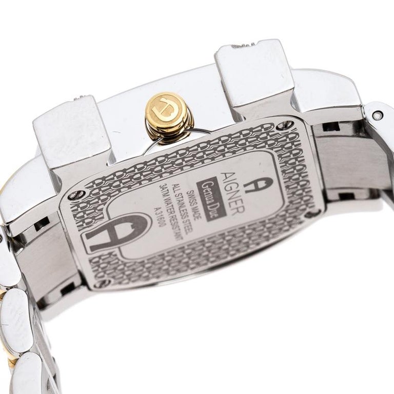 Aigner Mother of Pearl Two-Tone Stainless Steel Diamonds Genua Due A31600  31 mm For Sale at 1stDibs | aigner genua due a31600